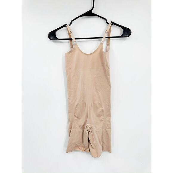 SPANX Sculpt OnCore Open-Bust Mid-Thigh Shapewear Nude Bodysuit Size Small - Picture 4 of 6
